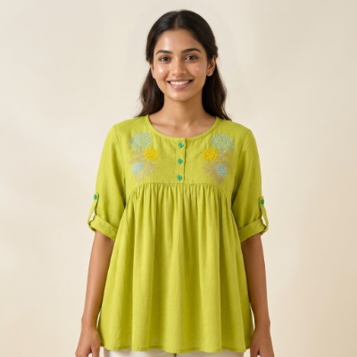 Embroidered green tunic
